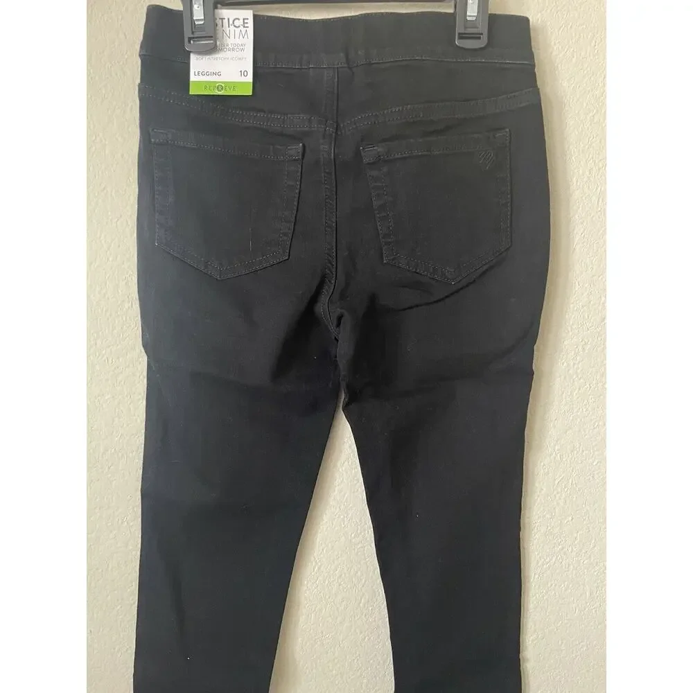 Lot Of 3 Justice Stretchy Girls' Pull On Jean Leggings Jeggings Pants Size 10